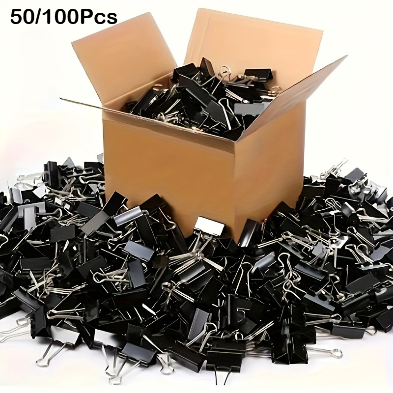 Binder Clip Assorted - Farbige und schwarze Binder-Clips, Büro-Dokumentenklammern, lange